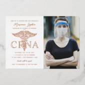 CRNA看護卒業写真金ゴールド 箔招待状 (正面)