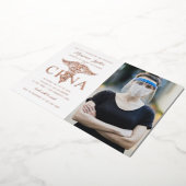 CRNA看護卒業写真金ゴールド 箔招待状 (回転した状態)