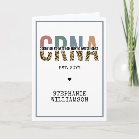 CRNA認定カスタム登録ナース麻酔科医 カード (正面)
