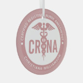 CRNA認定カスタム登録ナース麻酔科医 ガラスオーナメント (正面右)