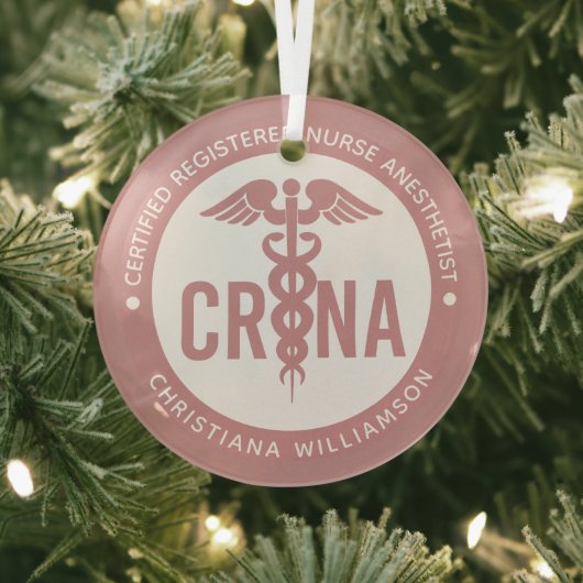 CRNA認定カスタム登録ナース麻酔科医 ガラスオーナメント (インサイチュ)