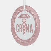 CRNA認定カスタム登録ナース麻酔科医 ガラスオーナメント (正面左)