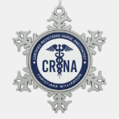 CRNA認定カスタム登録ナース麻酔科医 スノーフレークピューターオーナメント (正面)