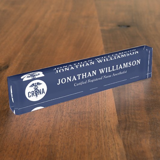 CRNA認定カスタム登録ナース麻酔科医 デスクネームプレート (側面)