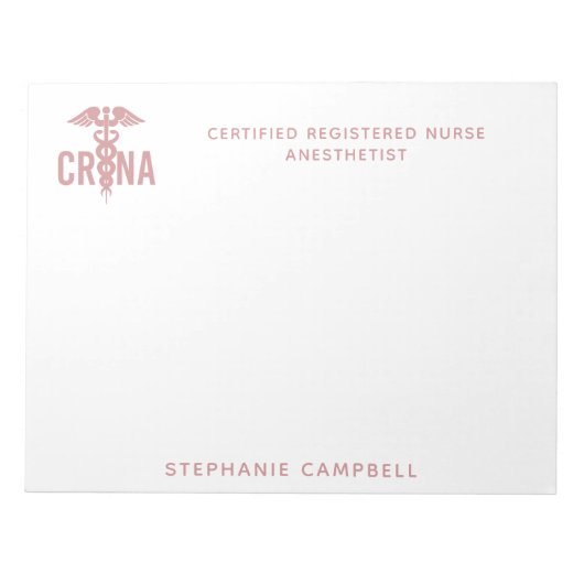 CRNA認定カスタム登録ナース麻酔科医 ノートパッド (正面)