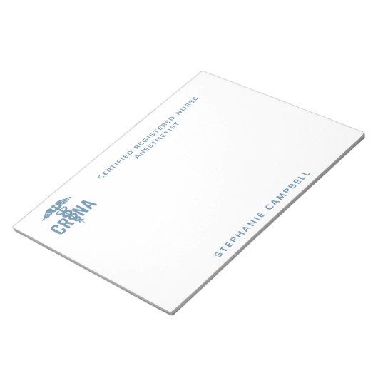 CRNA認定カスタム登録ナース麻酔科医 ノートパッド (アングル)