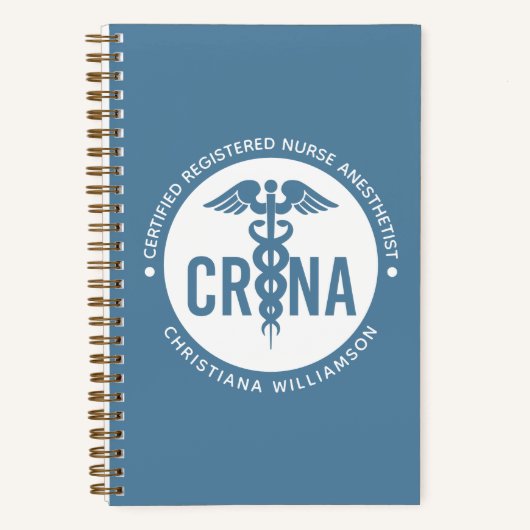 CRNA認定カスタム登録ナース麻酔科医 ノートブック (正面)