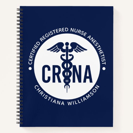 CRNA認定カスタム登録ナース麻酔科医 ノートブック (正面)