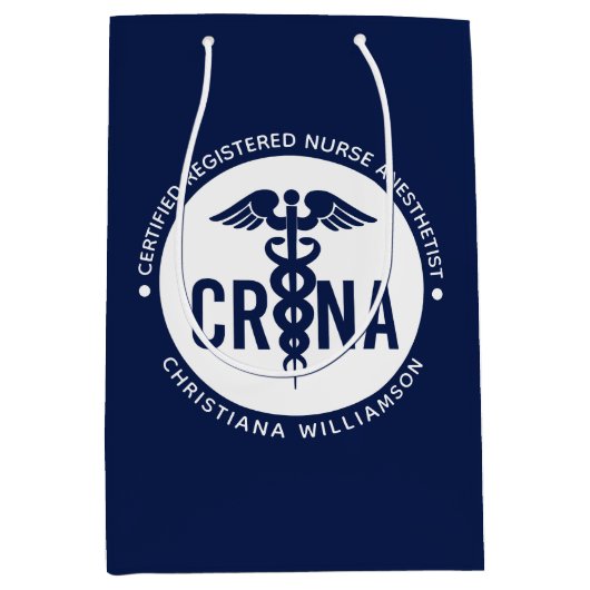 CRNA認定カスタム登録ナース麻酔科医 ミディアムペーパーバッグ (正面)