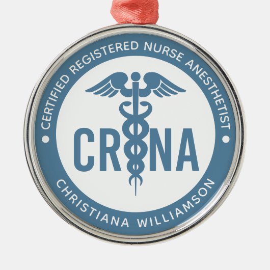 CRNA認定カスタム登録ナース麻酔科医 メタルオーナメント (正面)