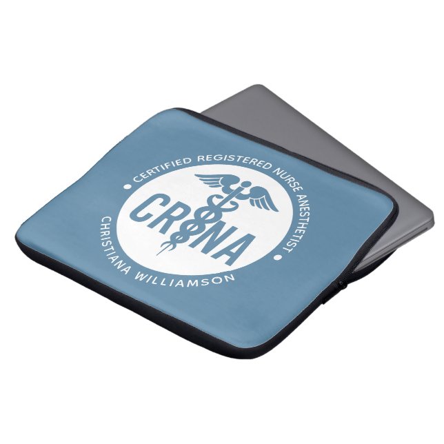 CRNA認定カスタム登録ナース麻酔科医 ラップトップスリーブ (正面上部)