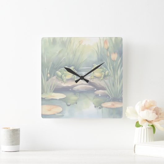 Croaking time スクエア壁時計 (ホーム)