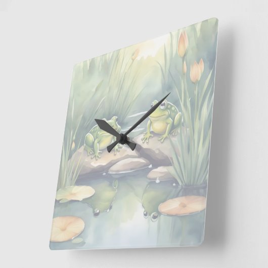 Croaking time スクエア壁時計 (傾斜)