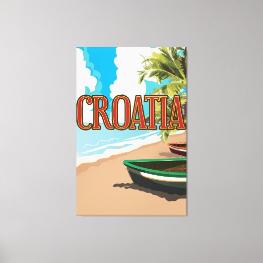 CROATIAヴィンテージ旅行ポスター キャンバスプリント (正面)