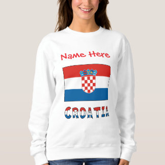 Croatia Croatian Flag Red Personalized Name Women スウェットシャツ
