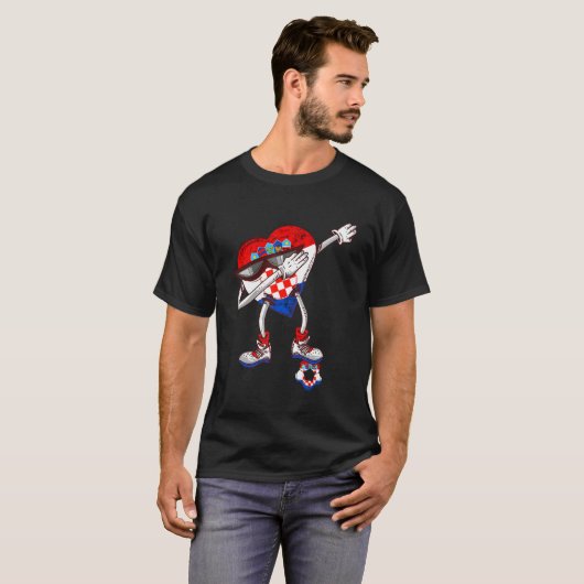 Croatia Dabbing Heart Hrvatska Soccer Team Croatia Tシャツ (正面フル)
