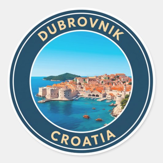 Croatia Dubrovnik Travel ラウンドシール (正面)