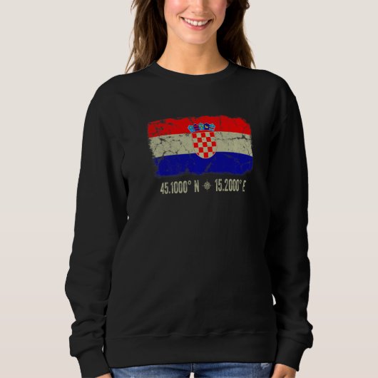 Croatia Flag Coordinates Men Women Croatian Herita スウェットシャツ (正面)