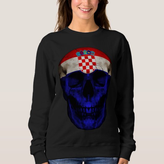 Croatia Flag Skull Croatian Roots Proud Patriotic スウェットシャツ (正面)
