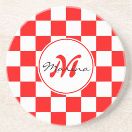 Croatia | Hrvatska | Checkered Name Monogram  コースター