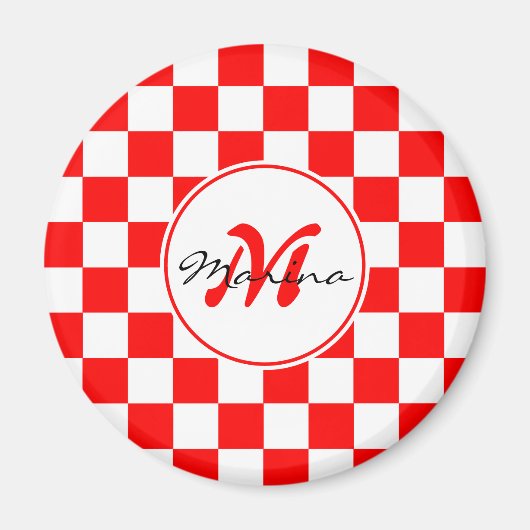 Croatia | Hrvatska | Checkered Name Monogram  マグネット (正面)