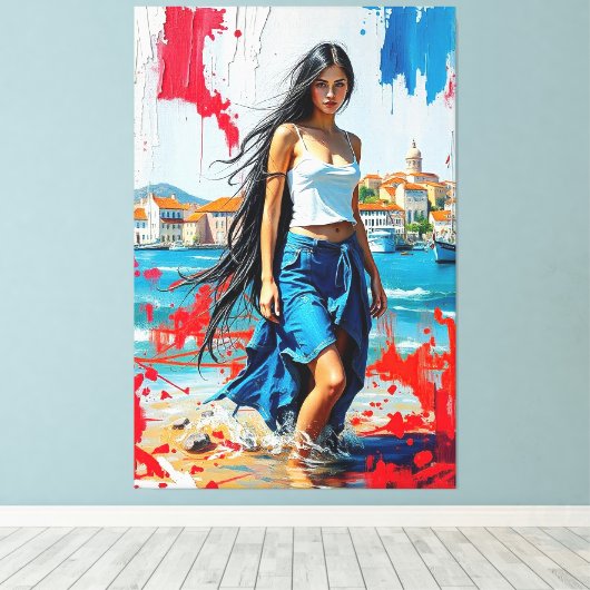 Croatia Hrvatska Kroatien Hrv Zagreb Split Flag キャンバスプリント (インサイチュ (ウッドフロア))