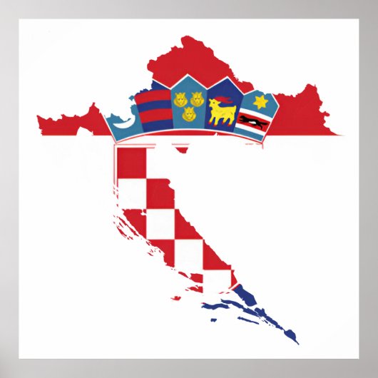 Croatia Hrvatska Kroatien Hrv Zagreb Split Flag ポスター (正面)