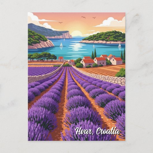 Croatia Hvar Lavendar Fields ポストカード (正面)