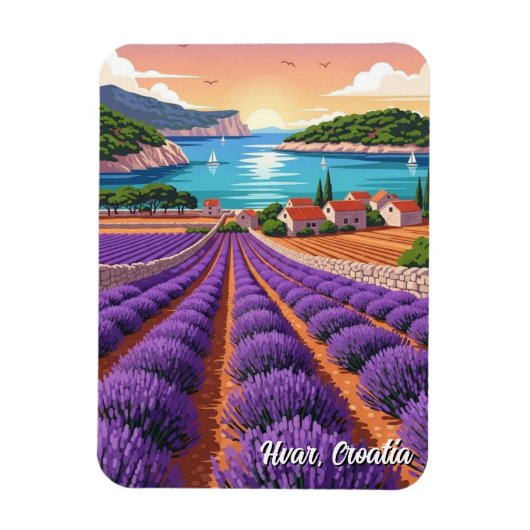 Croatia Hvar Lavendar Fields マグネット (縦)