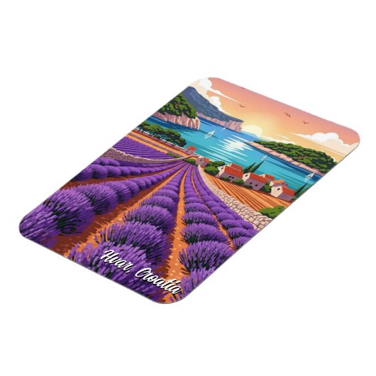 Croatia Hvar Lavendar Fields マグネット (左側)