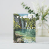 Croatia Illustration Travel Art Vintage ポストカード (スタンド正面)