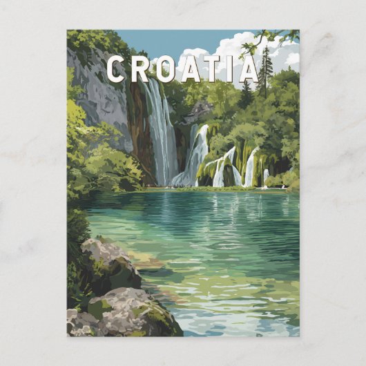 Croatia Illustration Travel Art Vintage ポストカード (正面)