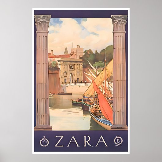 Croatia Travel Poster Zadar Art Print Vintage ポスター (正面)