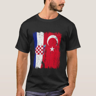 Croatia Turkey Half Flag Turkiye Croatian Turkish  Tシャツ