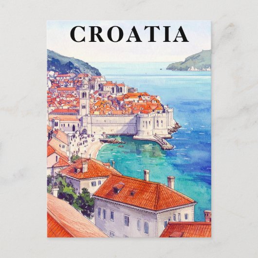 Croatia Vintage Adriatic Sea Coastline ポストカード (正面)