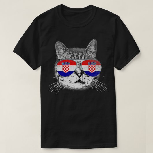 Croatian Croatia Flag Country Roots Cat Lover Prid Tシャツ (デザイン正面)