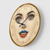 Croatian Flag Face – Eyes & Lips Pop Art Portrait ラージ壁時計 (傾斜)