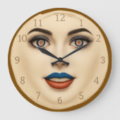 Croatian Flag Face – Eyes & Lips Pop Art Portrait ラージ壁時計 (正面)