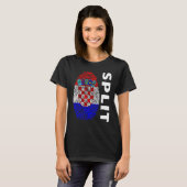 Croatian flag fingerprint motif split tシャツ (正面フル)