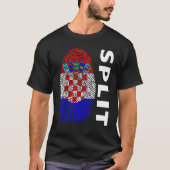 Croatian flag fingerprint motif split tシャツ (正面)