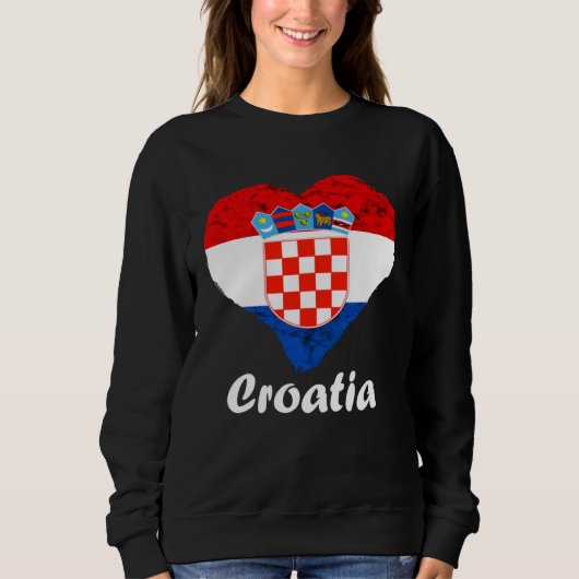 Croatian Flag Heart Croatian Roots Croatian Pride  スウェットシャツ (正面)