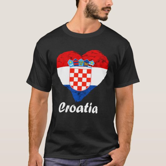 Croatian Flag Heart Croatian Roots Croatian Pride  Tシャツ (正面)