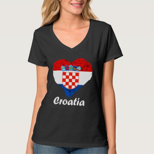 Croatian Flag Heart Croatian Roots Croatian Pride  Tシャツ (正面)