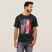 CROATIAN ROOTS Half American Flag CROATIA Tシャツ (正面フル)
