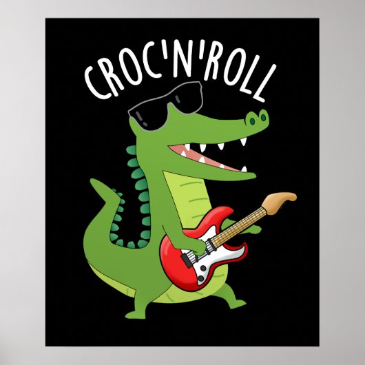 Croc N 転がおもしろいCrocodile Pun Dark BG ポスター (正面)