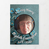 Crocheated 忘れ Me Not Flowers Photo Memorial 三つ折り案内状 (カバー)