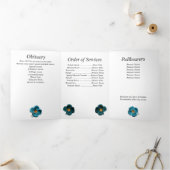 Crocheated 忘れ Me Not Flowers Photo Memorial 三つ折り案内状 (内部)