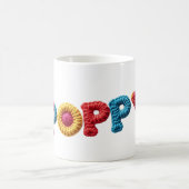 Crochetパターン鮮やかのポピー名 コーヒーマグカップ (中央)