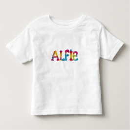 Crochetパターン鮮やかのALFIE名 トドラーTシャツ