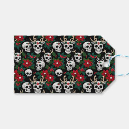 Crochet Christmas Skulls With Poinsettias ギフトタグ
